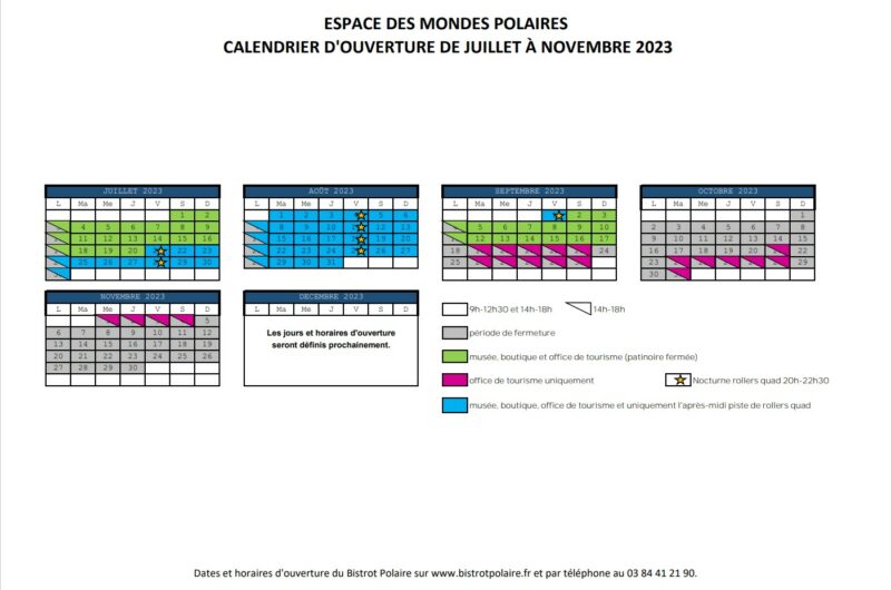 Calendrier Douverture Horaires Espace Des Mondes Polaires